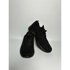APL TechLoom Pro Women's Sneakers Black Fuzzy Knit Running Shoes Size 6.5 US‎